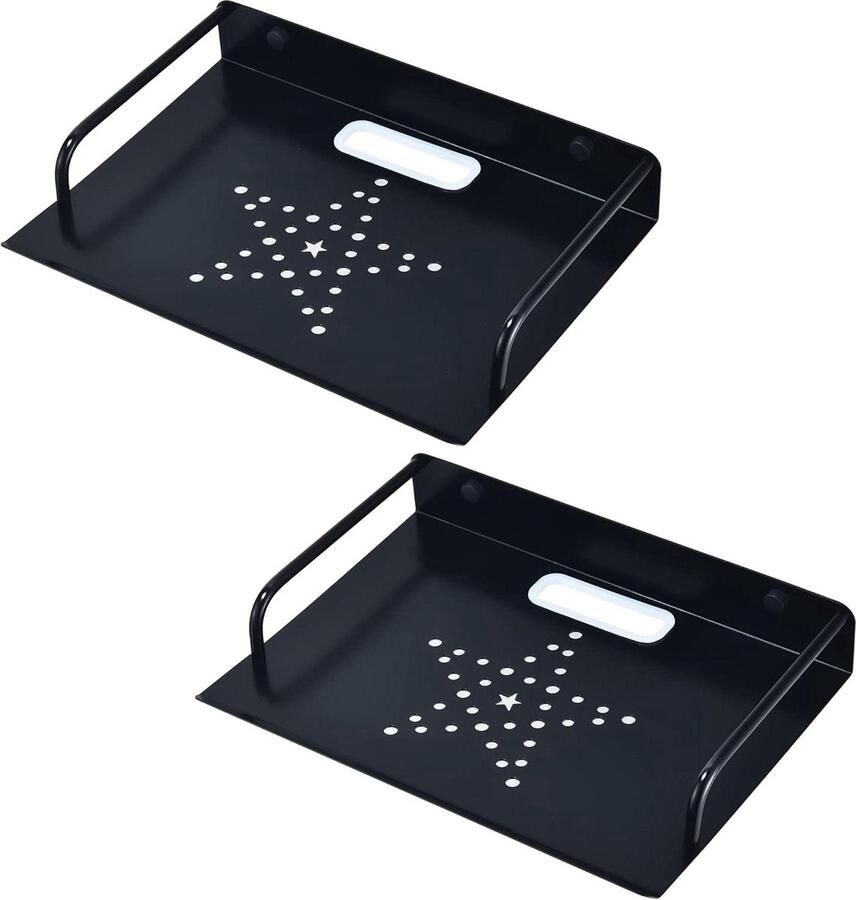 Wandrek Zwart voor Multimedia Voor routers projectoren en meer 2 Stuks Metaal