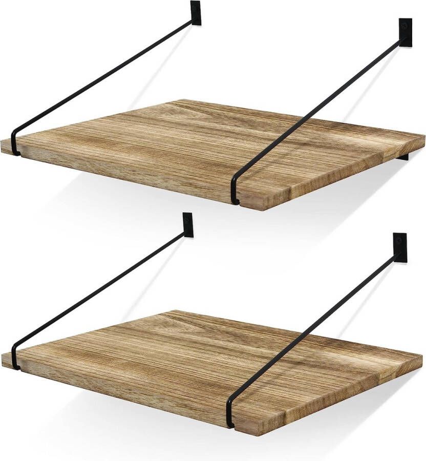 Wandrek zwevend hout set van 2 hangplanken rustieke zwevende planken projectorrek groot opbergrek voor keuken badkamer slaapkamer woonkamer hal
