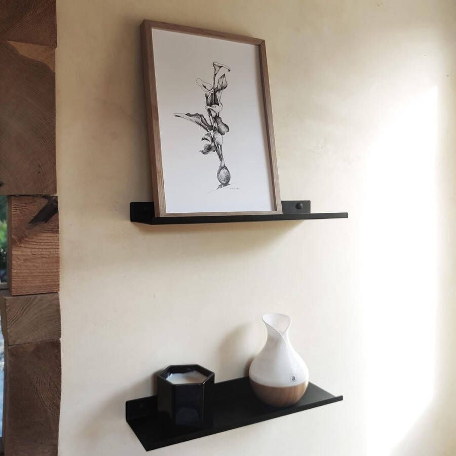 Wandrek zwevend rek 2 x 35 cm wandrek voor woonkamer slaapkamer hal woonkamer keuken kantoor enz. (zwart)