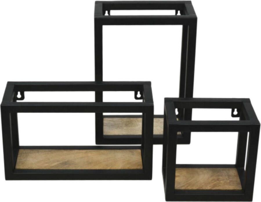 Wandrek Zwevend Wandplank Muurrek Decoratie Muurplank Industrieel Wandschap Zwart Wanddecoratie Woonkamer Muur en Wand Schappen Muurdecoratie 25x35 cm Wood Selections