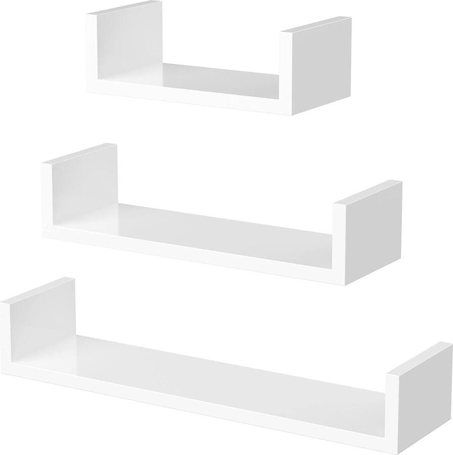 Wandrek decoratie woonkamer set van 3 lengte 30 45 60 cm zwevende plank draagvermogen 10 kg wit glanzend
