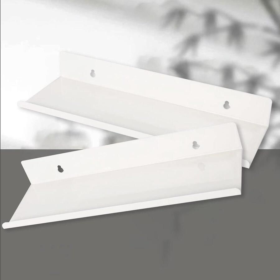 Wandrek Zwevende Wandplanken Badkamer Keuken Slaapkamer 2 Stuks Aluminiumlegering Acryl Opbergrek Hangrek (30cm Wit) Wandplanken & -rekken