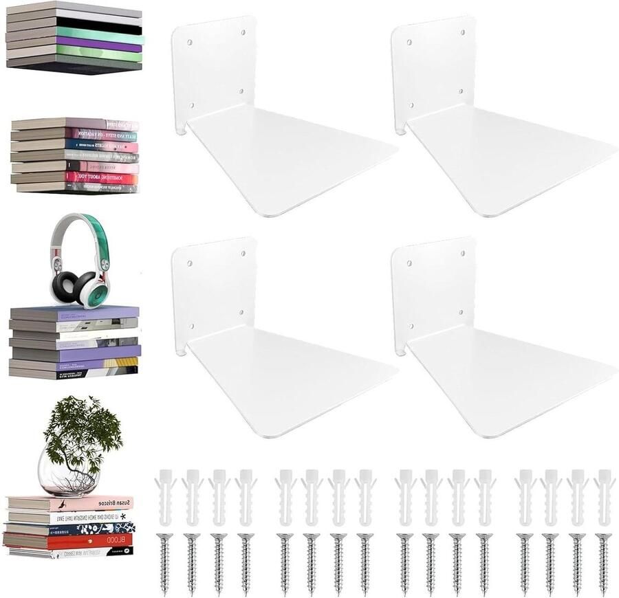 Wandrekken voor boeken zwevende planken metaal bibliotheek klaslokaal 4 stuks