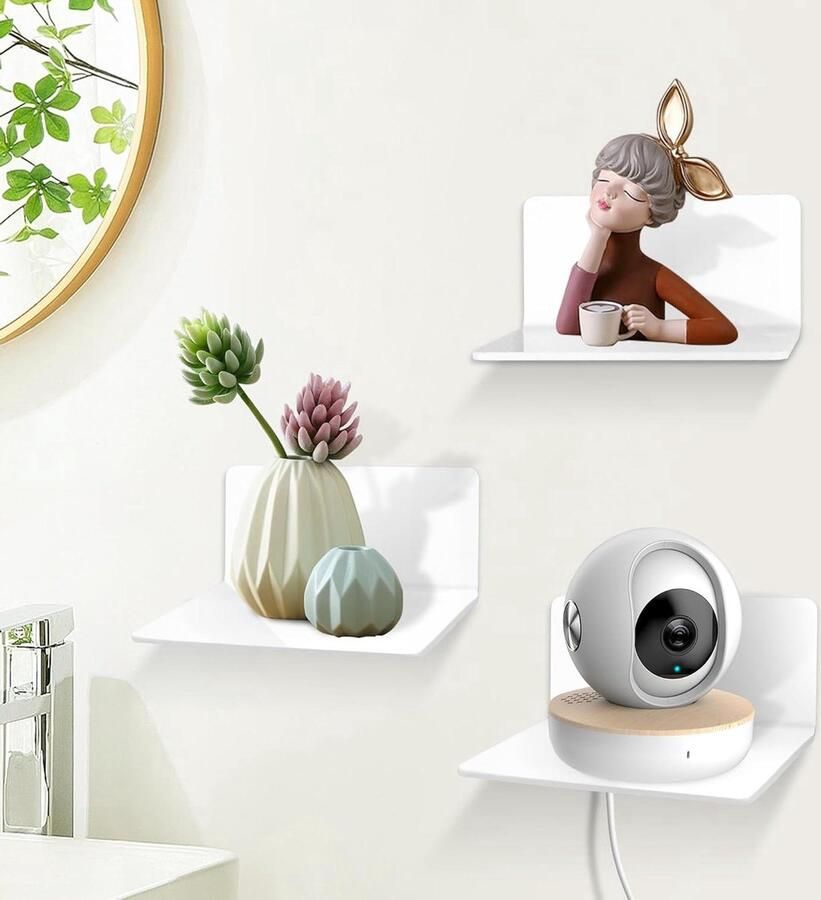 Wandrekken zonder boren Modern design 3 stuks Wit Acryl 15 cm