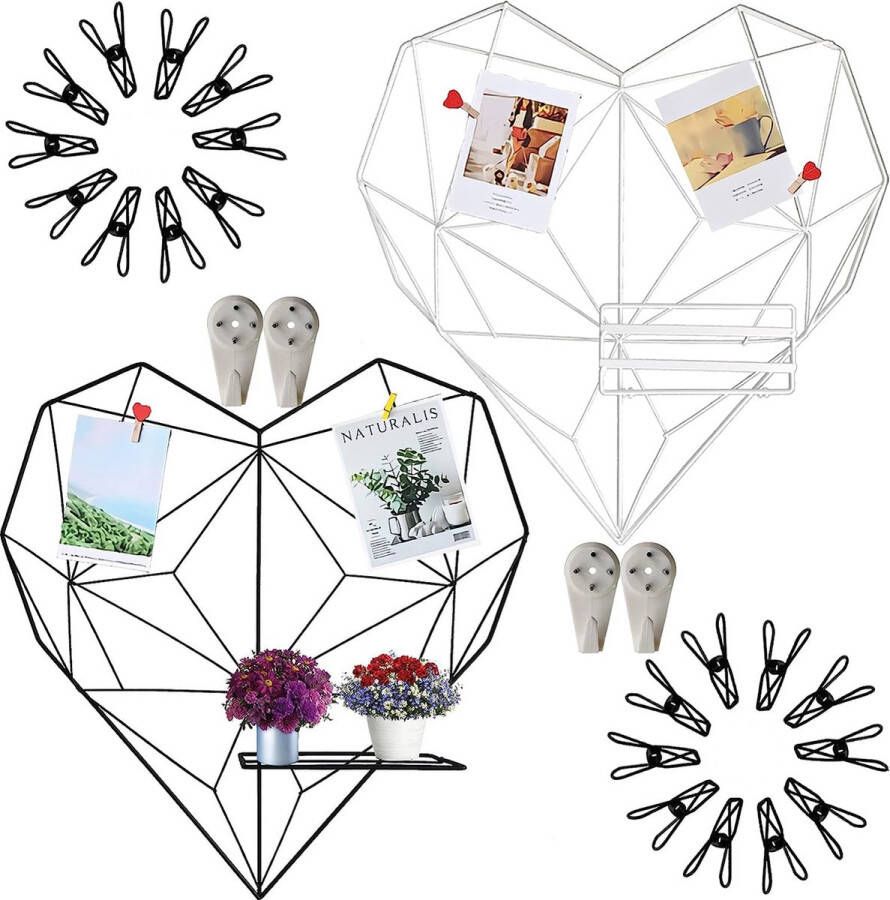 Wandrooster 45 x 65 cm 2 stuks hart-wandrooster zwart en wit 50 x 50 cm