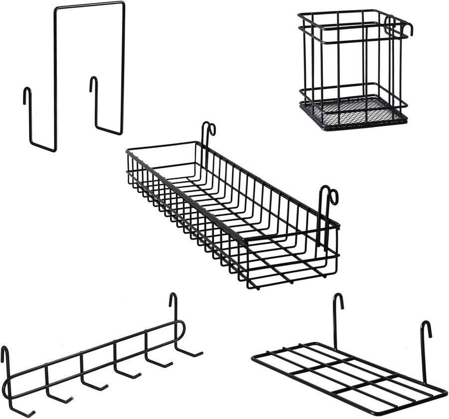Wandrooster set multifunctioneel 5 stuks zwart