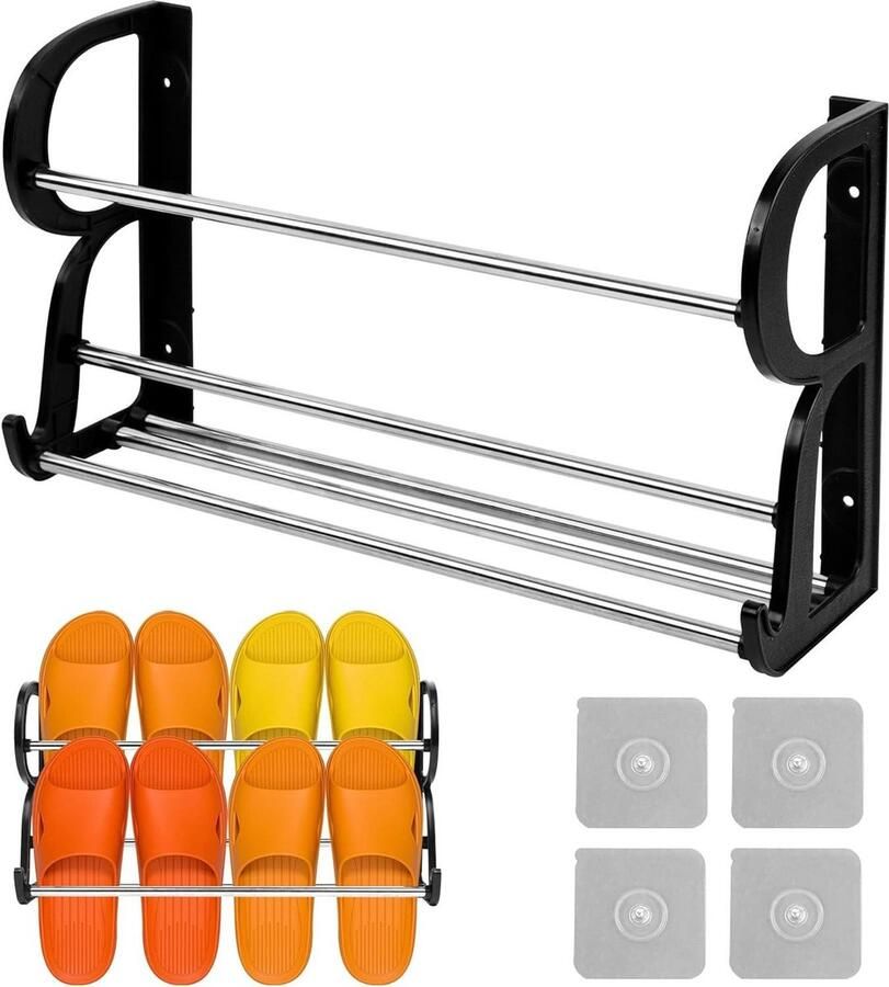 Wandschoenenrek inklapbaar voor wandmontage schoenenrek om op te hangen badkamer woonkamer keuken kast met deuren 1 verpakking 40 x 20 x 10 cm