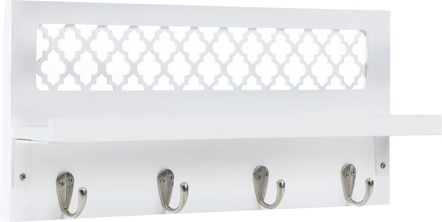 Wandsleutelhouder met zwevende plank houten opslag met haken multifunctioneel