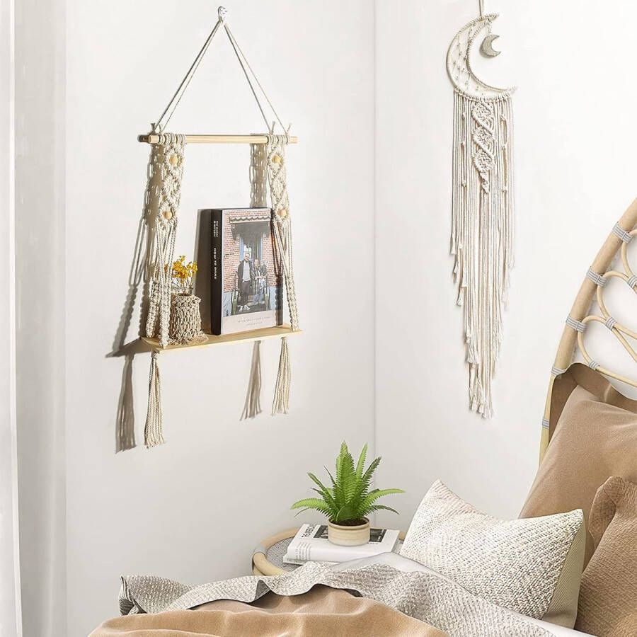 Wandtapijt boho macramé wandtapijt boho natuurlijk materiaal handgebreid voor woonkamer slaapkamer badkamer