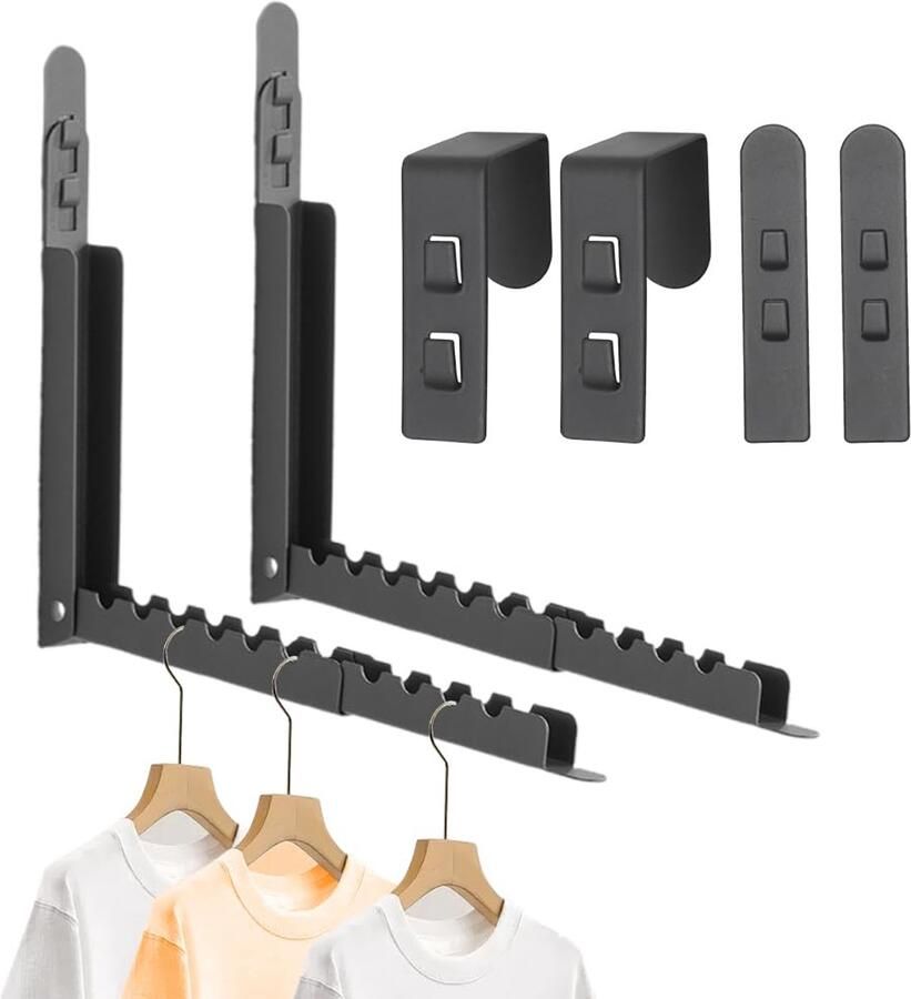 Wapasezyar Opvouwbare kledingdroger 2-pack wandkledingrek opvouwbare kledinghaak van aluminium kledingrek aan de muur voor balkon badkamer wasruimte