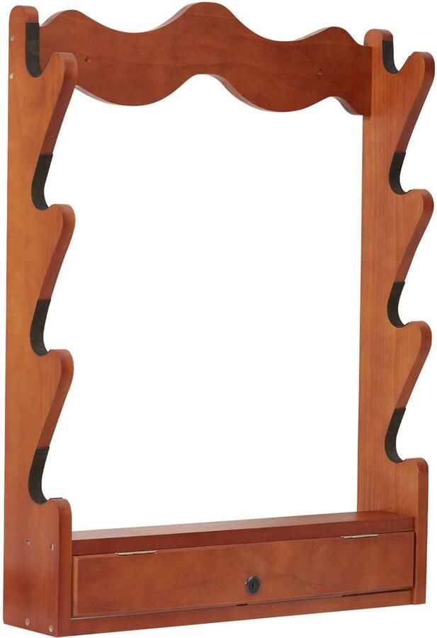 Wapenrek voor Wandmontage – Houten Rek voor 4 Geweren of Jachtgeweren – Draagvermogen 50 kg – Zachte Bekleding – Stevig Wandrek voor Opslag en Presentatie