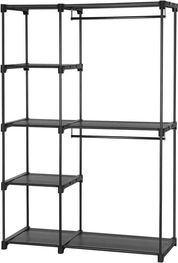 Wardrobe Freestanding Foldable Coat Rack with Clothes Racks and Storage Sturdy 112 x 43 x 165 cm Black