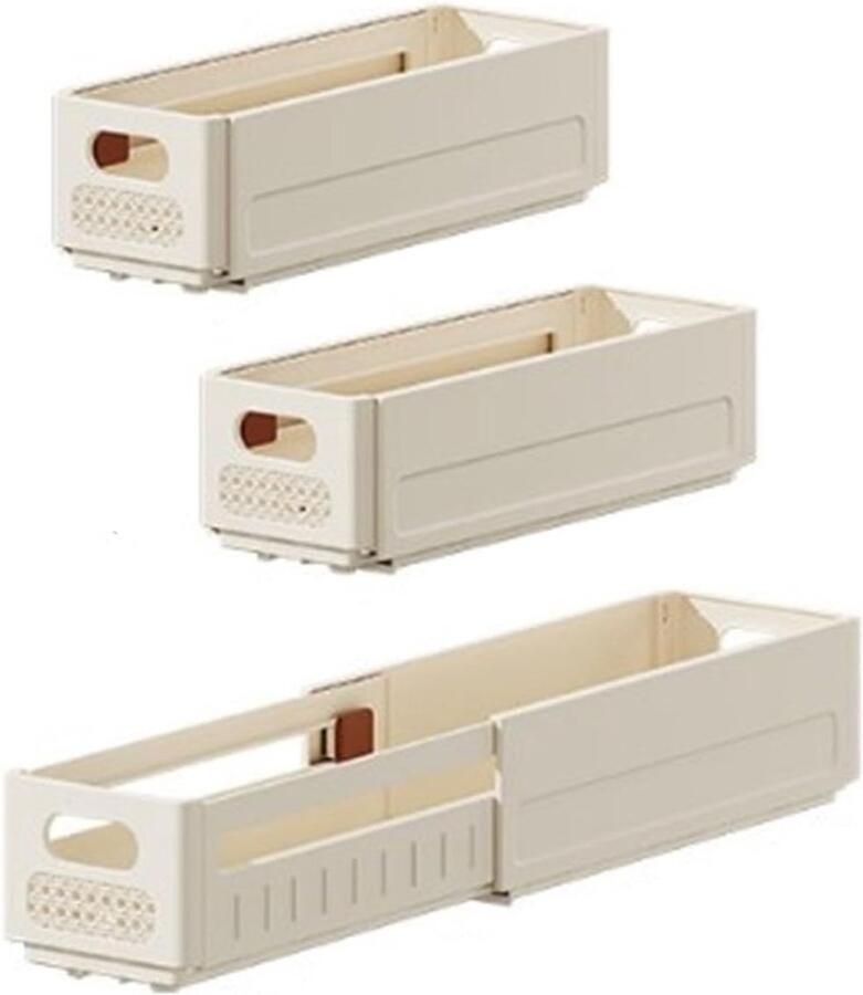Wardrobe Storage Organizer 3 Pack Retractable Storage Bins Stackable Drawer Organizer Adjustable van 11-18 inch voor Bedroom en Kitchenware
