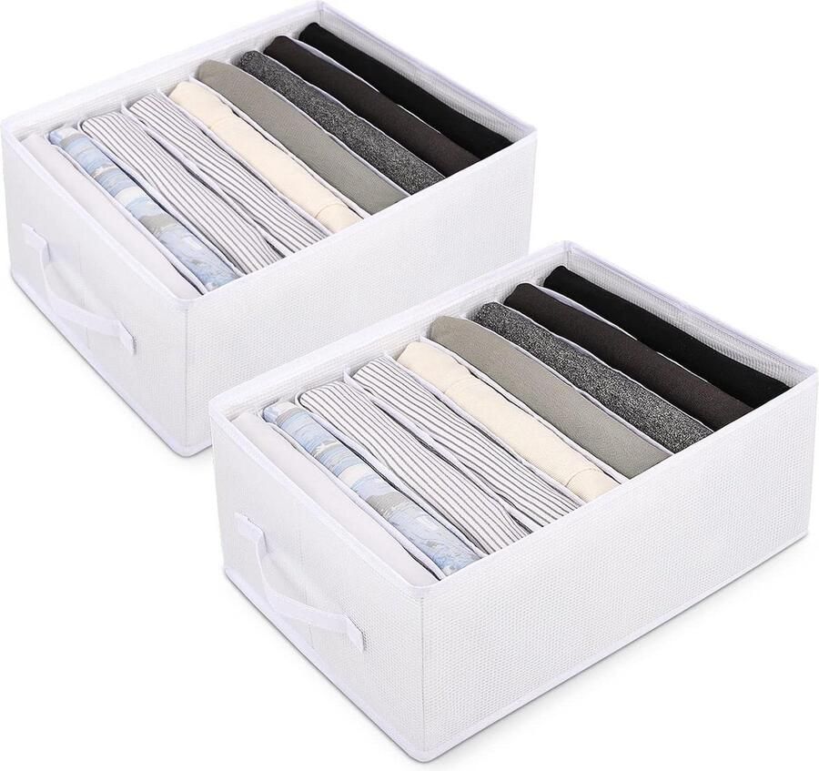 Wardrobe Storage System 9 Grid Storage Boxes Drawer Organiser Foldable Pants Storage Clothes Storage for T-Shirts Shorts White