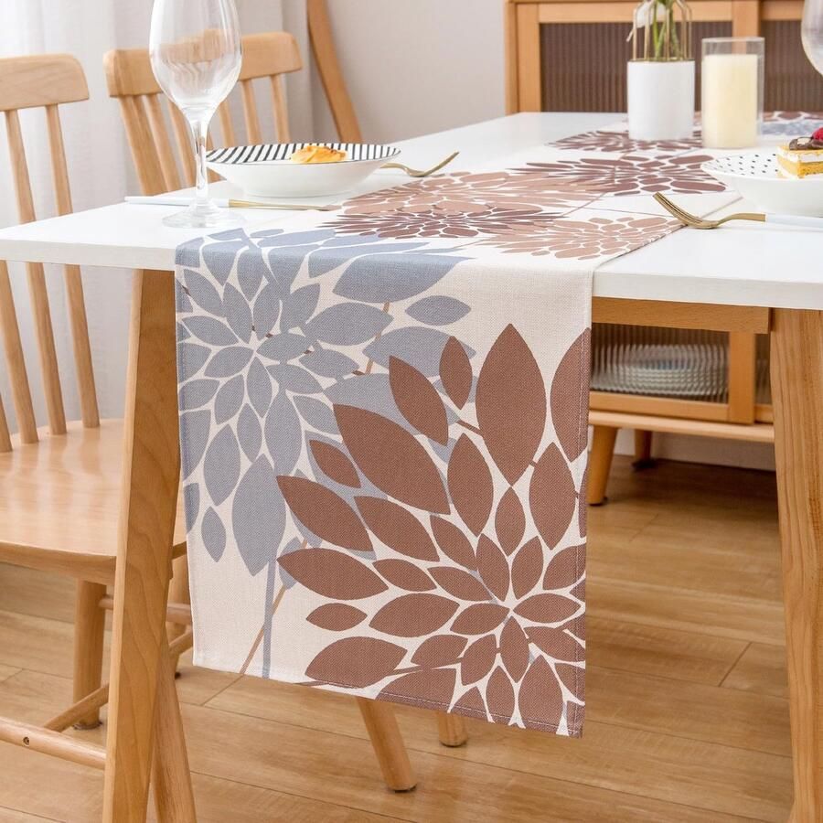 Warme bloemenpatroon tafelloper 1 stuk linnen 40 x 140 cm of 33 x 183 cm