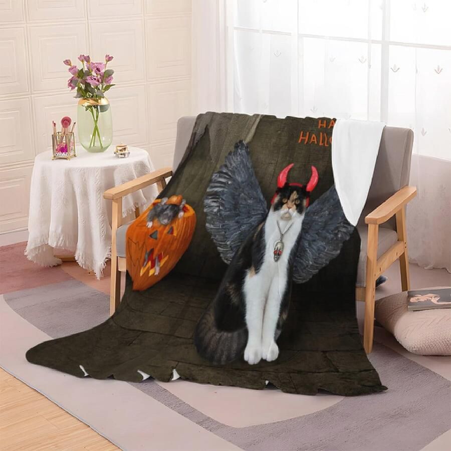Warme Halloween Knuffeldeken voor een Gezellige Sfeer Zacht Fleece en Flanel Multifunctionele Sprei voor Bank en Bed Perfect als Cadeau