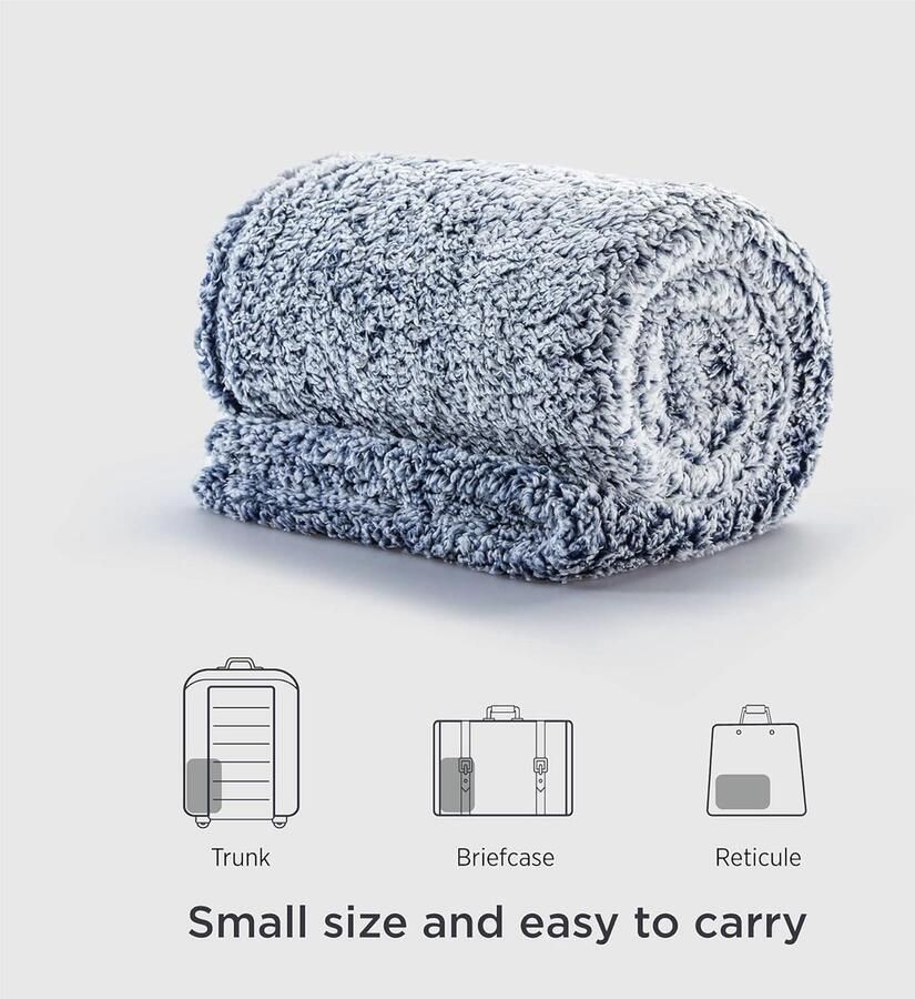 Warme Sherpa Deken voor de Bank Knuffeldeken in Blauw 150x200 cm Dikke Plaid