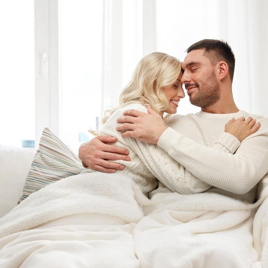 Warme sherpa knuffeldeken wollige woondeken dikke plaid voor op de bank XL 150 x 200 cm wit