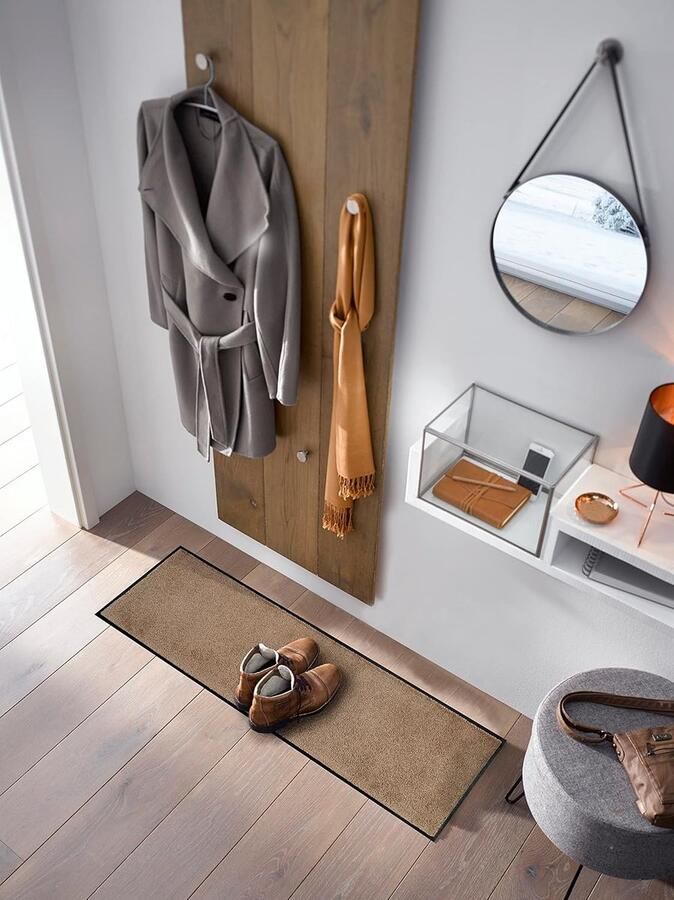 Was- droogmat taupe geschikt voor binnen en buiten 35 x 120 cm