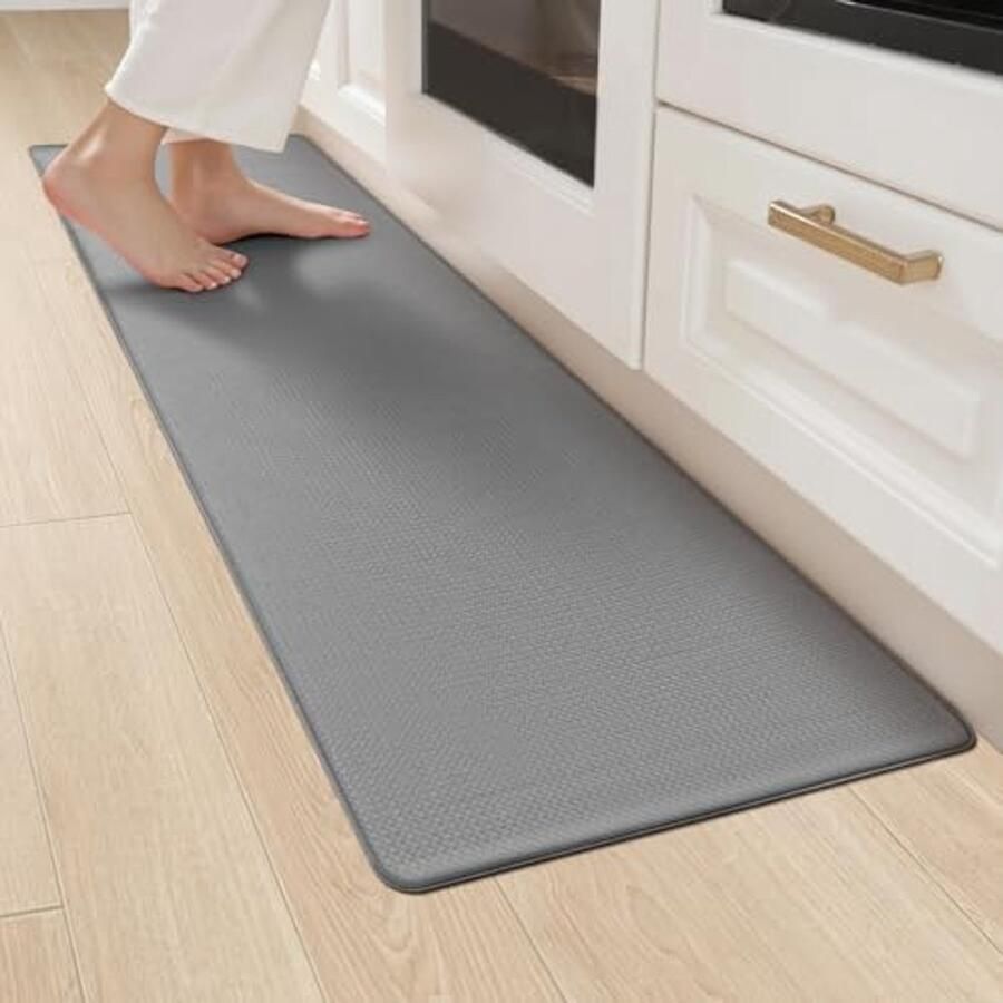 Wasbaar antislip keukentapijt 44 x 200 cm Vinyltapijt voor keuken en eetkamer grijs