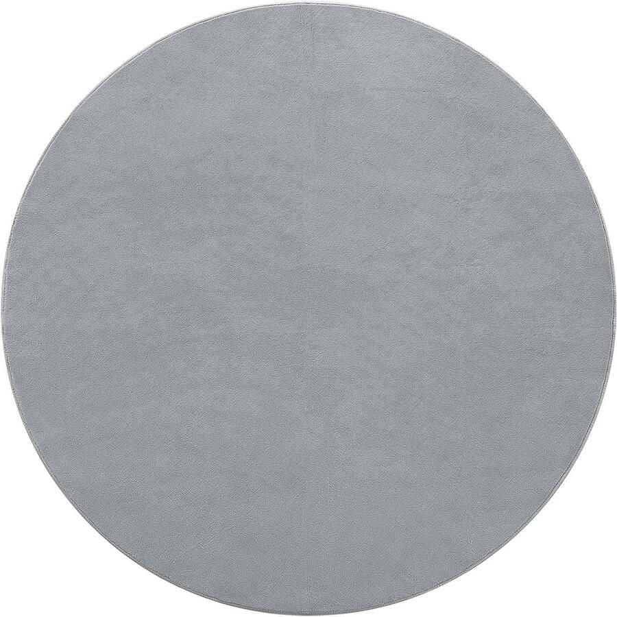 Wasbaar rond grijs vloerkleed antislip 120 cm zacht plush