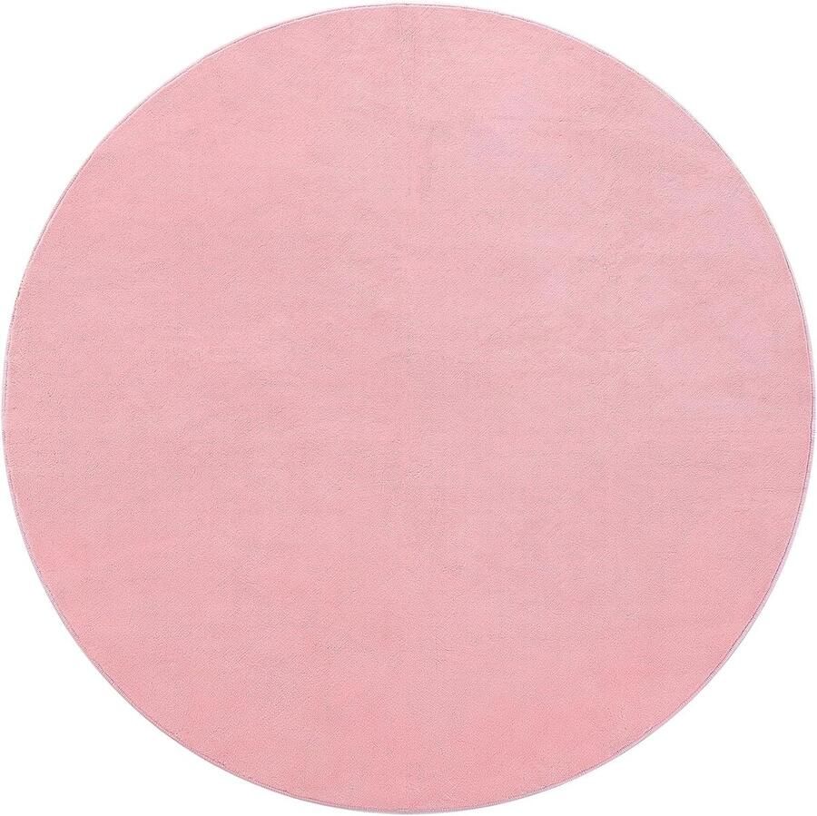 Wasbaar rond tapijt antislip 150 cm roze zacht