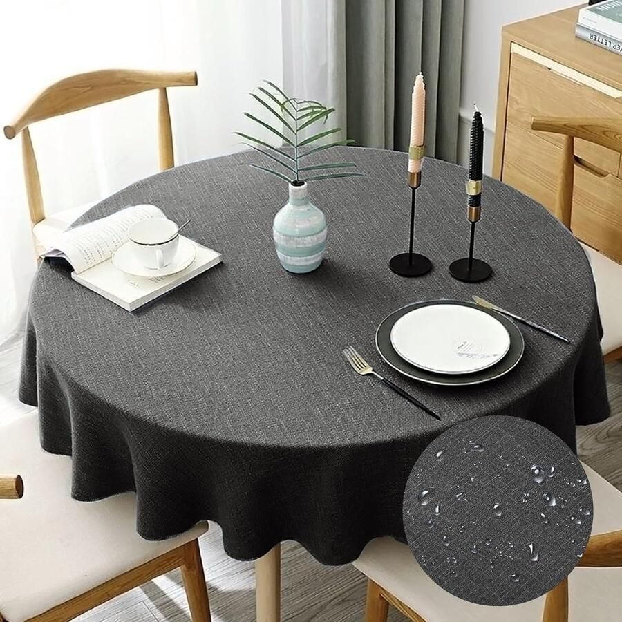 Wasbaar tafelkleed rond waterdicht en oliebestendig 120 cm PVC