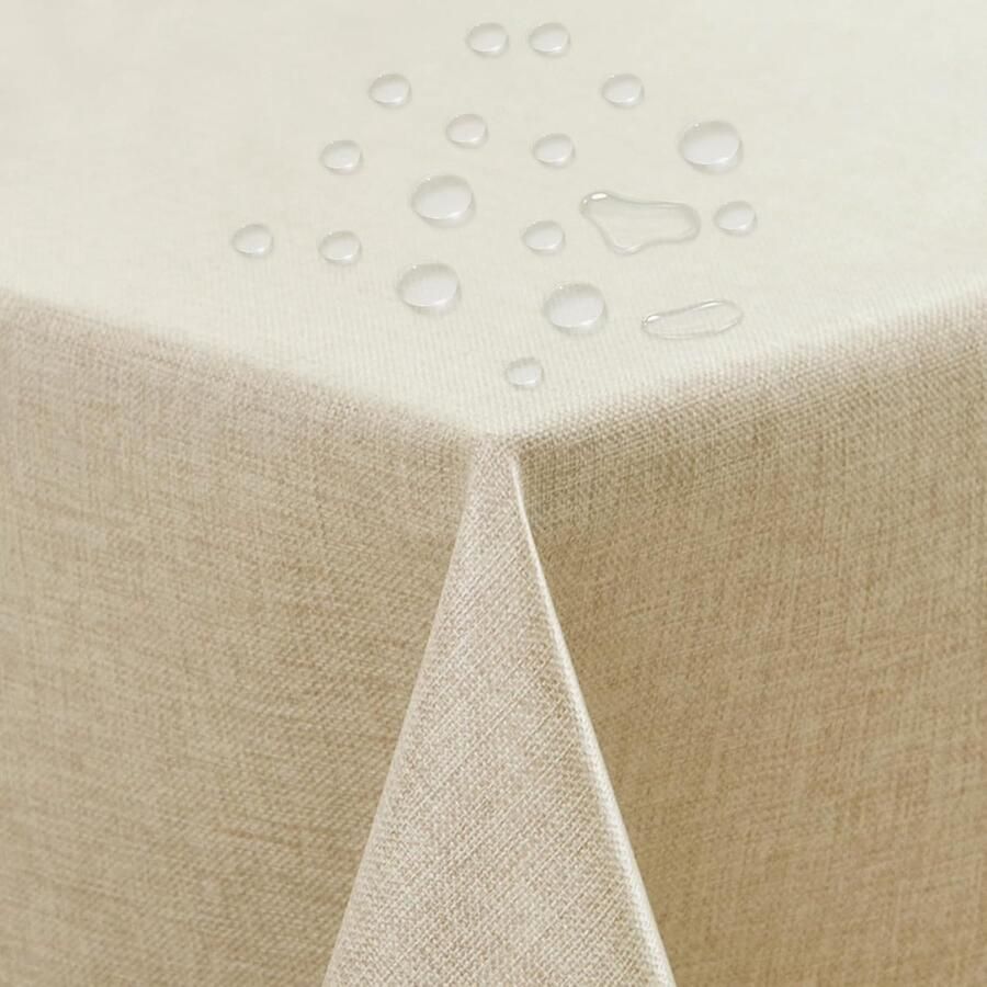 Wasbaar tafelkleed waterdicht en vuilafstotend 100x140 cm crème 100% polyester