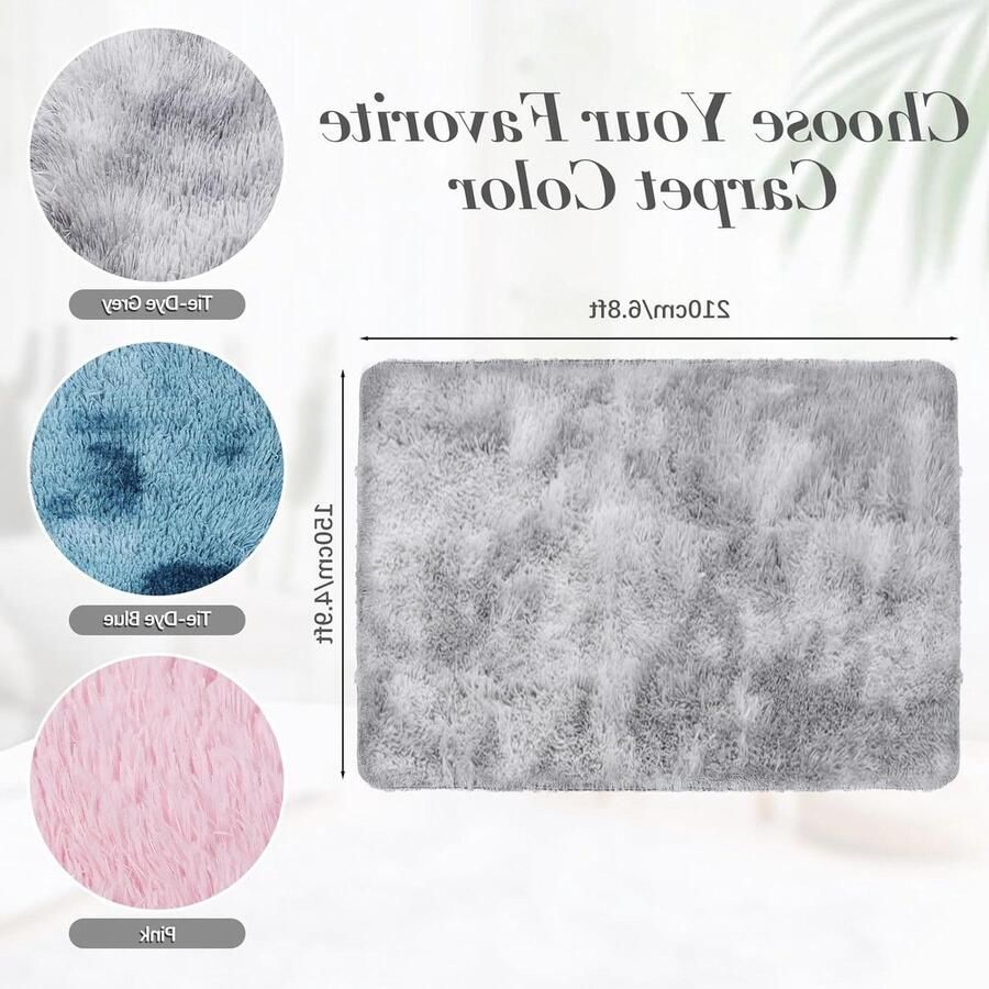 Wasbaar tapijt voor woonkamer groot grijs tapijt slaapkamer salontafel nachtkastje Tie-dye watergrijs 150 x 210 cm Sosher-EU