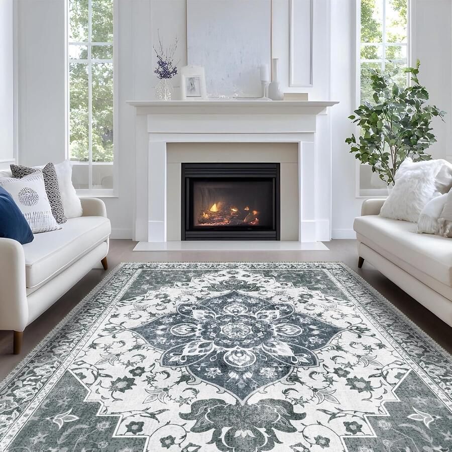 Wasbaar vintage tapijt 140 x 200 cm Zacht antislip en kinderveilig