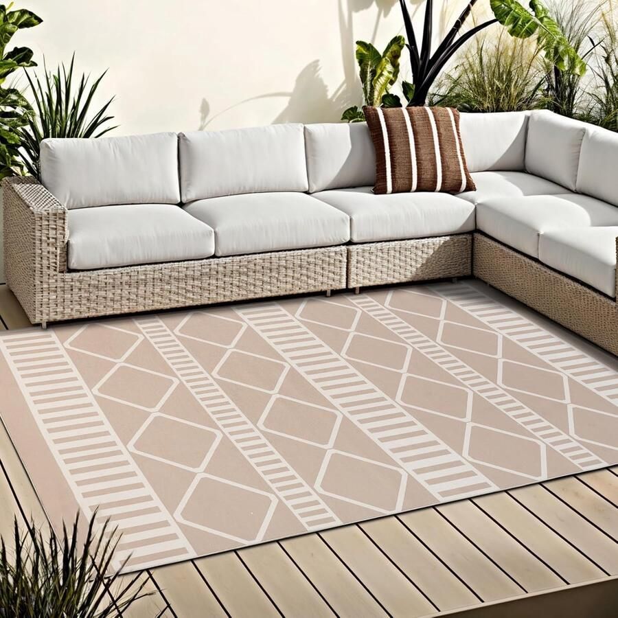 Wasbaar vloerkleed antislip en UV-vlekbestendig 1 stuk beige 150 x 240 cm