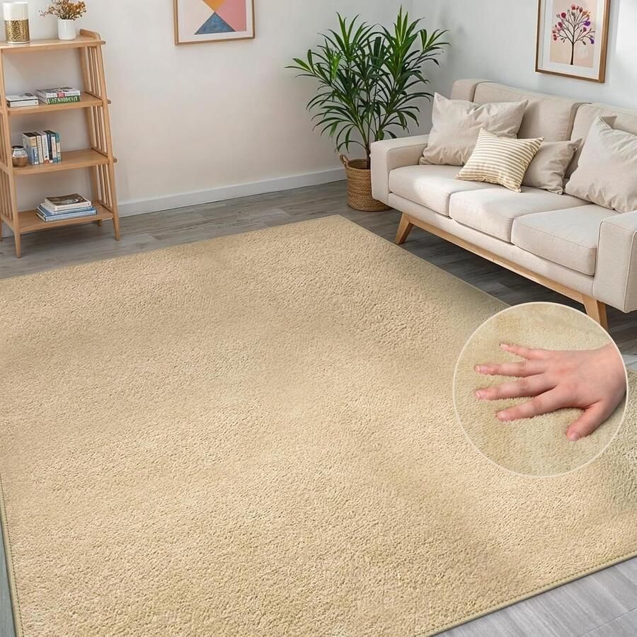 Wasbaar Vloerkleed Beige Antislip en Laagpolig 80x150cm