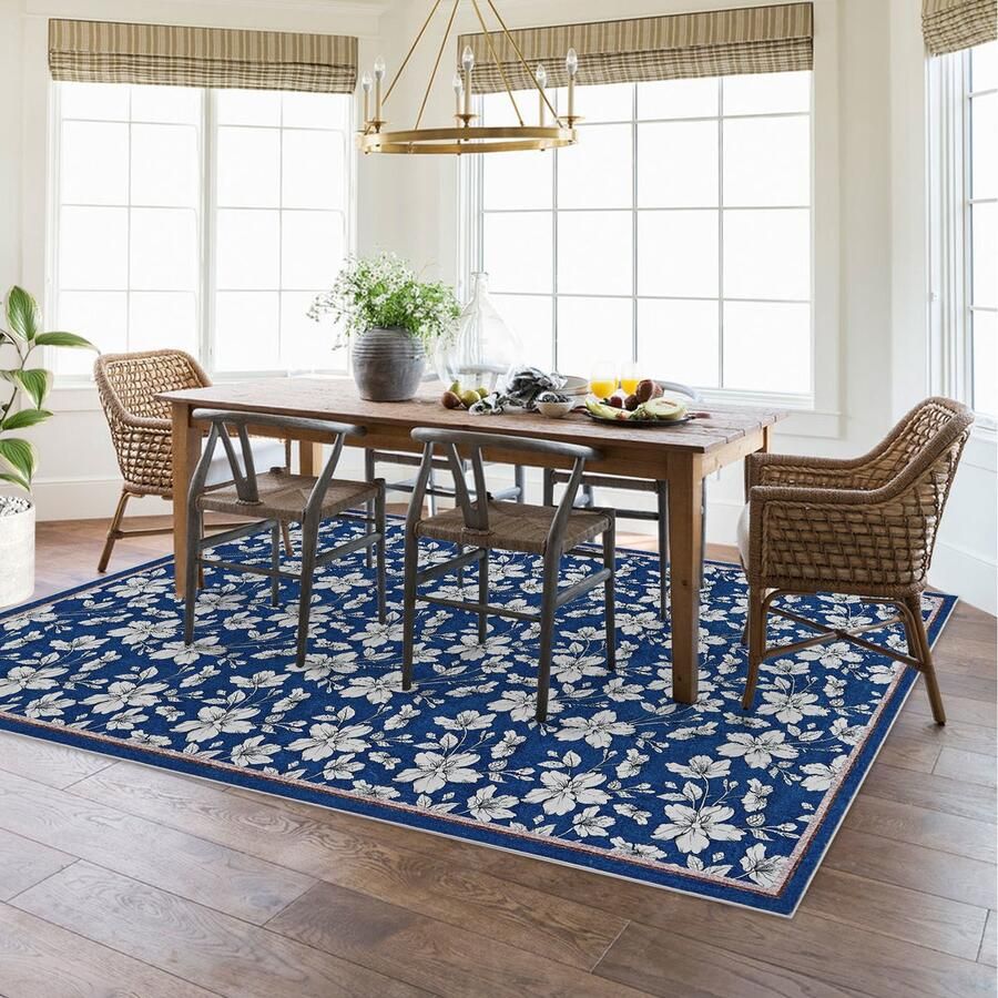 Wasbaar Vloerkleed Modern Laagpolig Tapijt Antislip Zacht Woonkamertapijt – Voor Slaapkamer Woonkamer Keuken of Hal – Blauw 160x230 cm