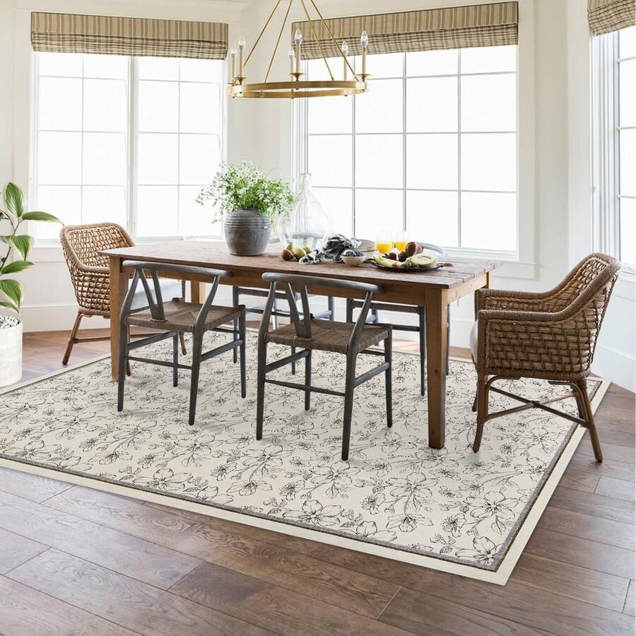 Wasbaar Vloerkleed Modern Laagpolig Tapijt Antislip Zacht Woonkamertapijt – Voor Slaapkamer Woonkamer Keuken of Hal – Beige 120x170 cm