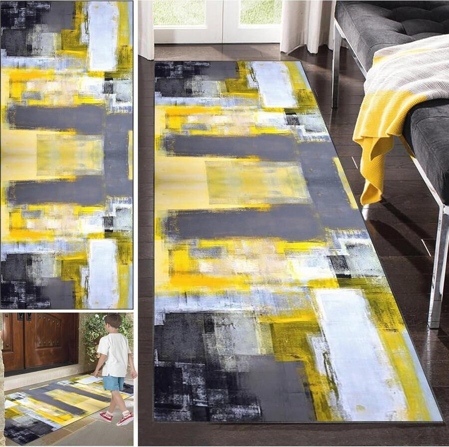 Wasbaar vloerkleed voor entree en gang Antislip moderne loper voor keuken en slaapkamer