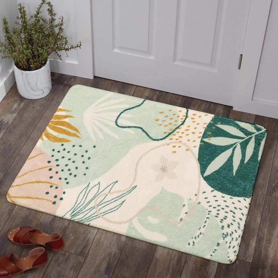 Wasbare antislip deurmatten 60 x 90 cm met botanische prints Zacht vloerkleed voor woonkamer en slaapkamer
