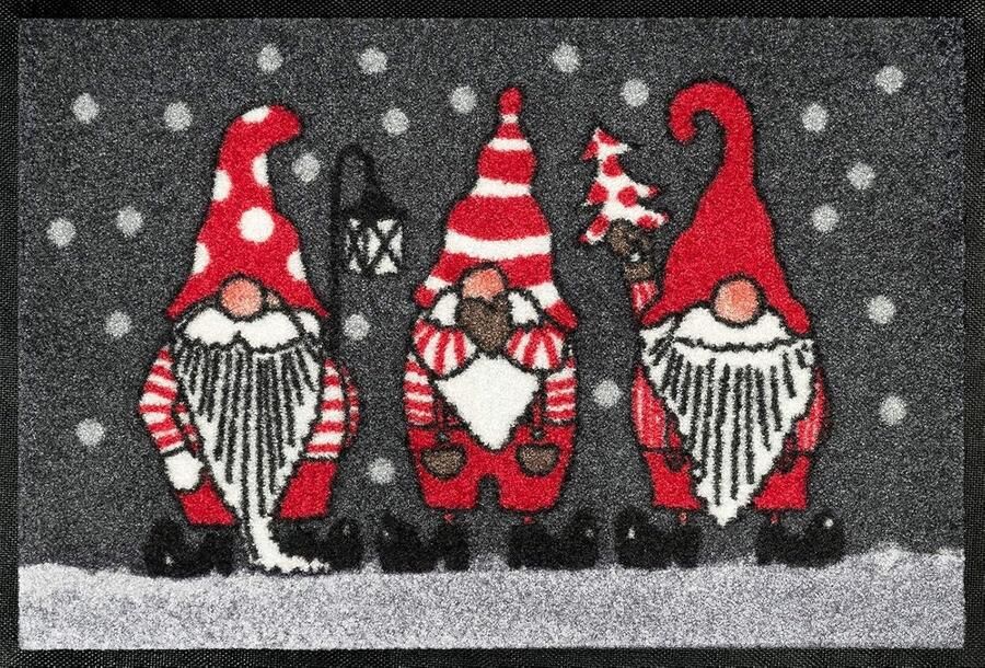 Wasbare deurmat met winterkabouters 40 x 60 cm polyamide