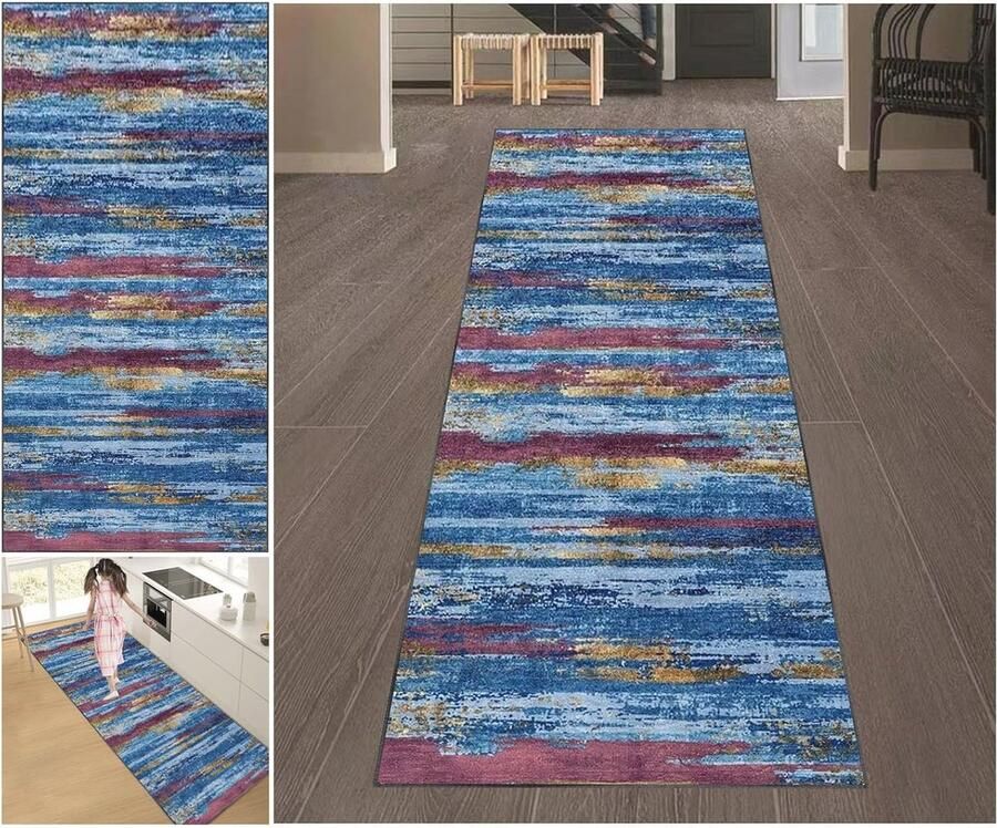 Wasbare gangloper met antislip achterkant 50 x 150 cm Absorberend en zwaar belastbaar vloerkleed voor hal en keuken
