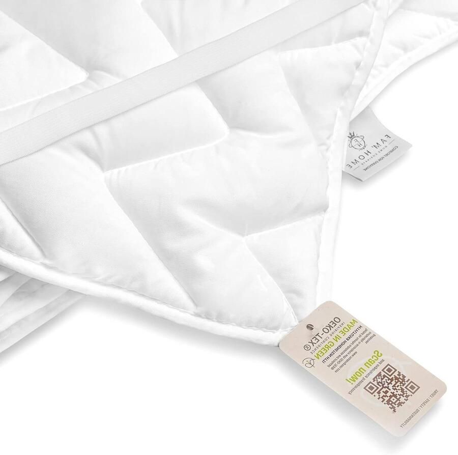 Wasbare matrasbeschermer 160 x 200 cm hygiënische matras topper wit hypoallergene hoes FAM HOME