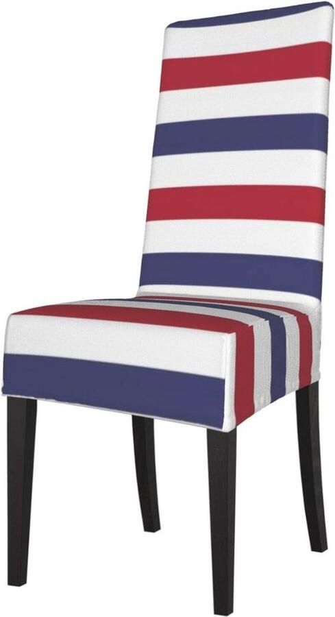 Wasbare stoelhoes met rood wit en blauw gestreept patroon Stretchable stoelbeschermer voor eetkamerstoelen