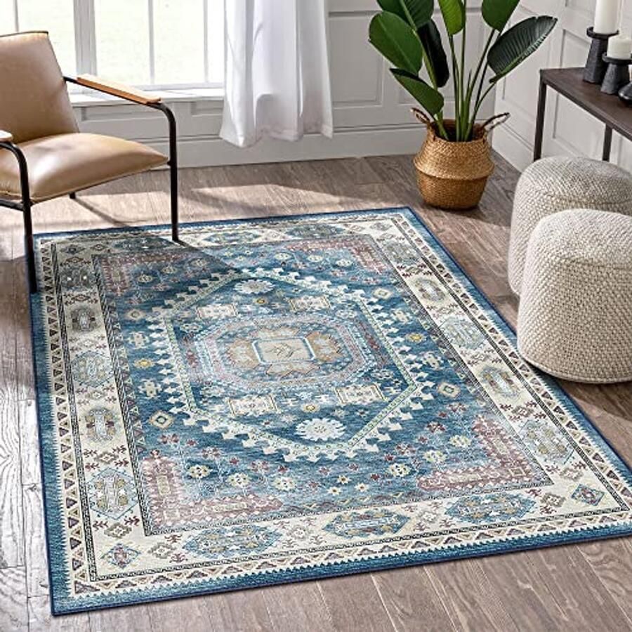 Wasbare Vintage Tapijten Ultra Zacht Vouwbaar en Antislip Perfect voor de Woonkamer (Cobalt Blauw 22 x 30 cm)