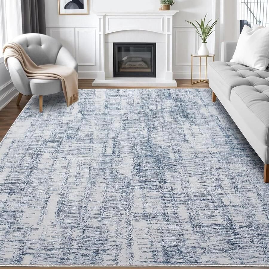 Wasbare vloerkleden moderne vloerkleden antislip en zacht 1 stuk lichtblauw multi kortpolig 200x300 cm