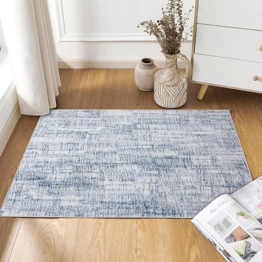 Wasbare vloerkleden moderne woonkamer decoratie abstract lichtblauw 1 stuk 80 x 150 cm