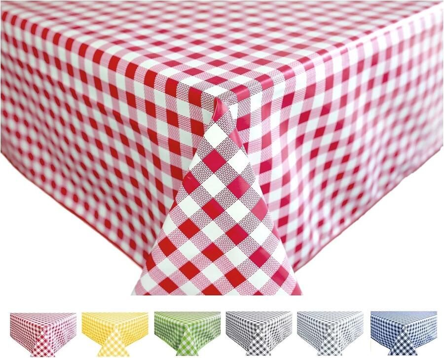 Wasdoek tafelkleed afwasbaar 140 x 180 cm rood geruit