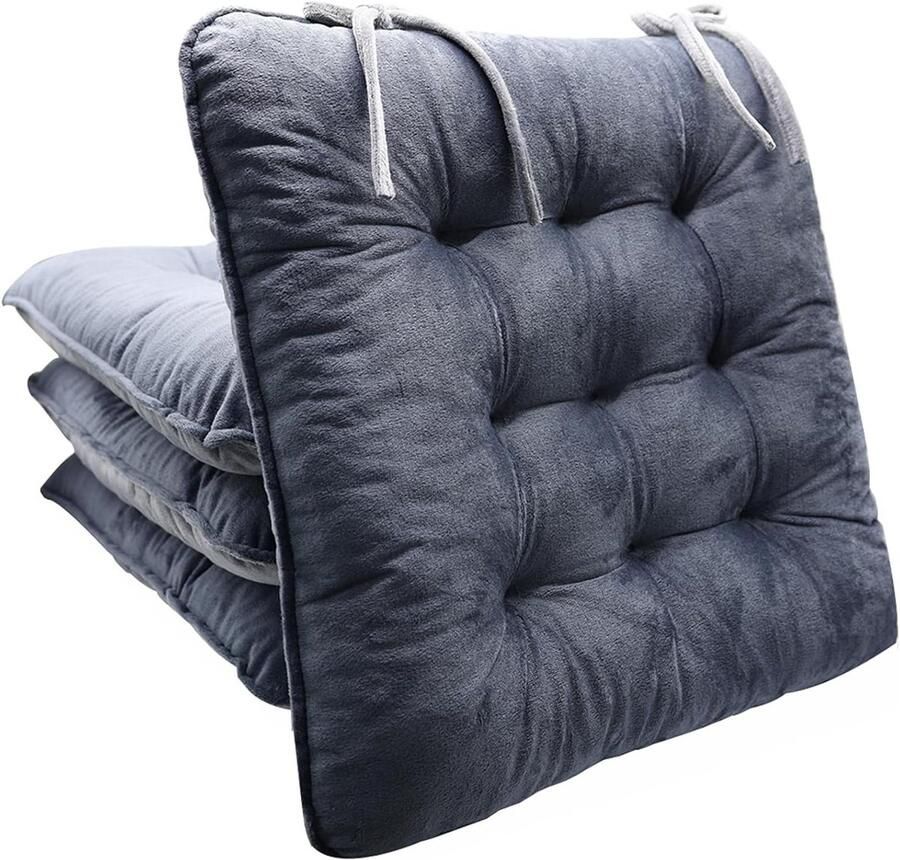 Chair Cushions 40 x 40 cm Washable Crystal Velvet Soft Seat Cushion for Office Computer Garden Kitchen Dining Chairs Set of 4