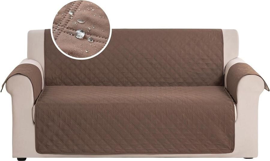 Waterafstotende bankhoes voor 4-zitsbank en loveseat stof zetelhoes meubelhoes beschermer voor honden en katten Light Coffee