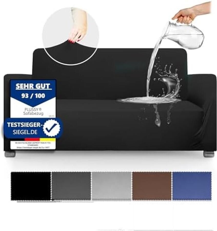 Waterafstotende bankovertrek antislip beschermt tegen vlekken en dierenharen flexibele bankbescherming bankovertrek zwart 2-zits