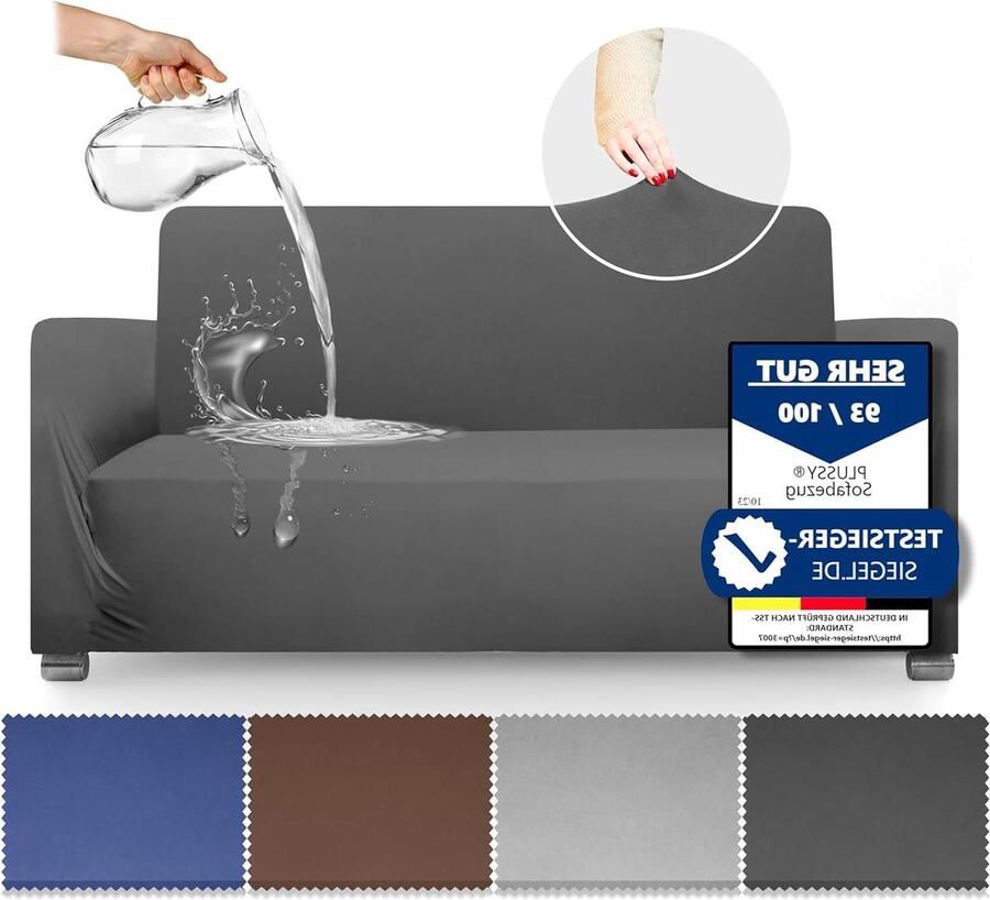 Waterafstotende bankovertrek antislip en vlekbescherming 3-zits donkergrijs