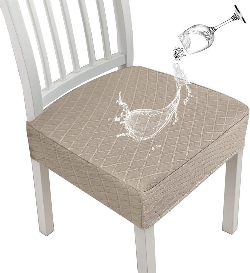Waterafstotende en Rekbare Stoelhoezen voor Eetkamerstoelen in Stijlvol Ruitpatroon