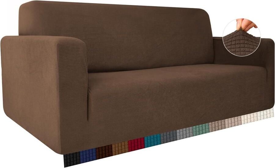 Waterafstotende High Stretch Sofa Cover Jacquard Gebreide 1 2 3 4 zits Bank Cover Woonkamer Lycra Sofa Slipcover Zachte Stof Meubelbeschermer Bruin - Foto 2